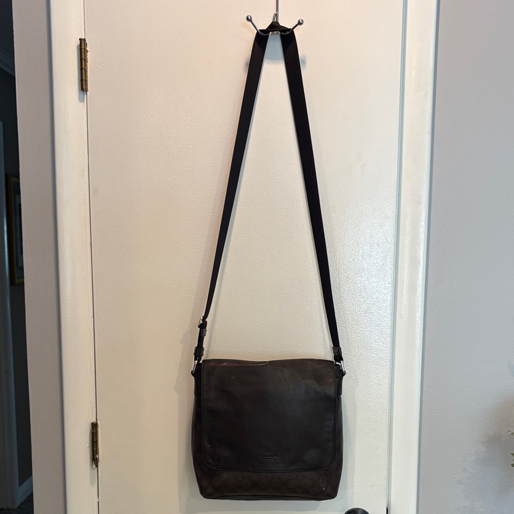 Coach Dark Brown Leather Messenger Bag - Picture 2 of 7